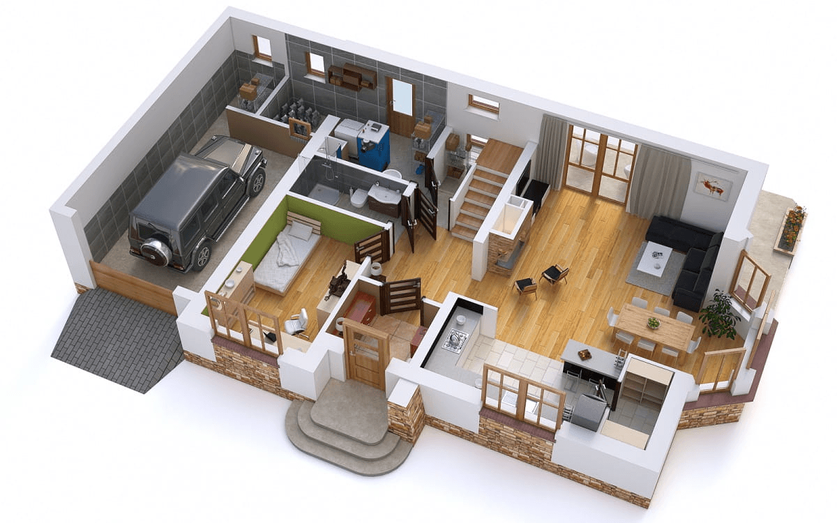 Wizualizacja domu jednorodzinnego BW-03 z balkonem frontowym