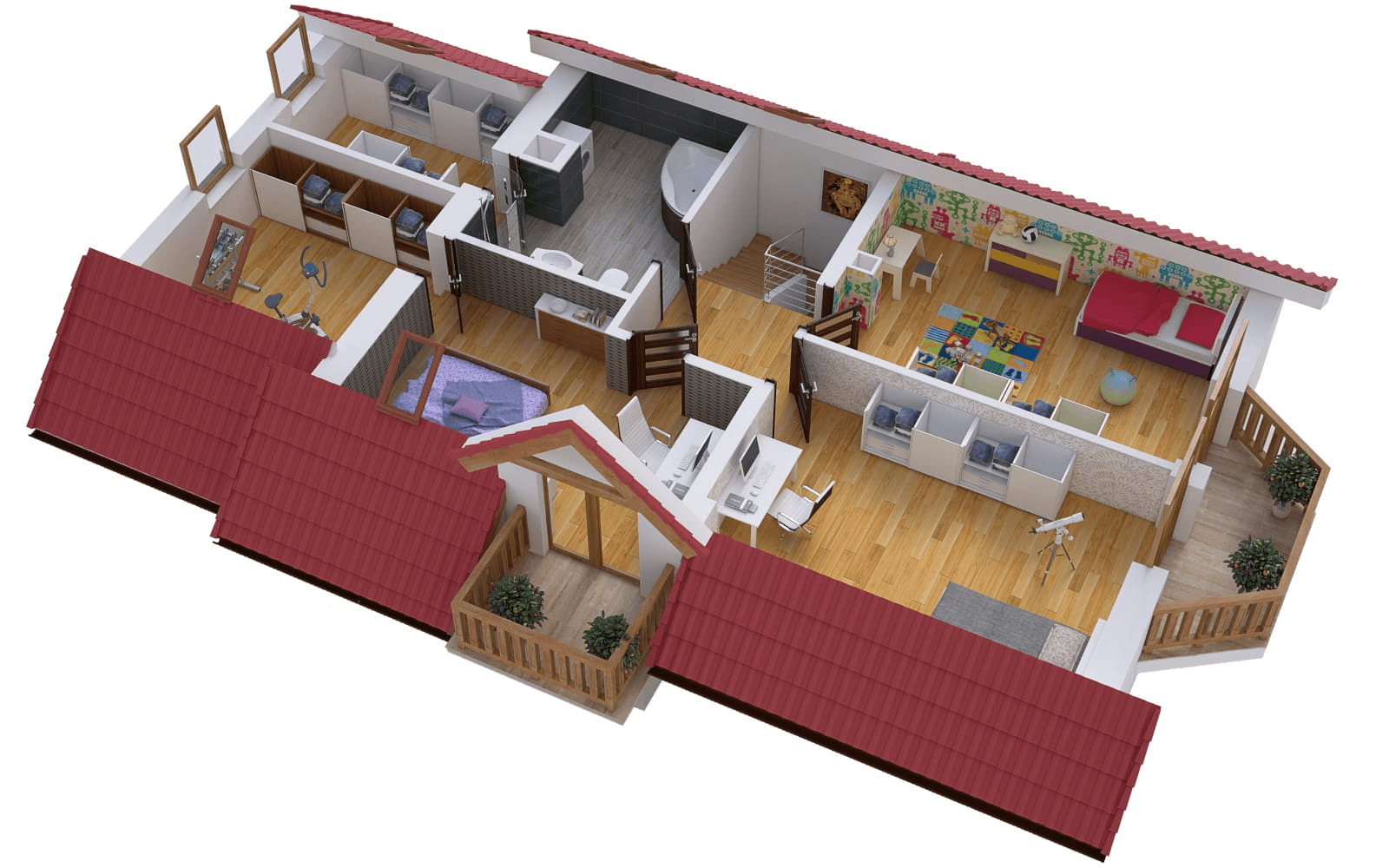 Wizualizacja domu jednorodzinnego BW-03 z balkonem frontowym