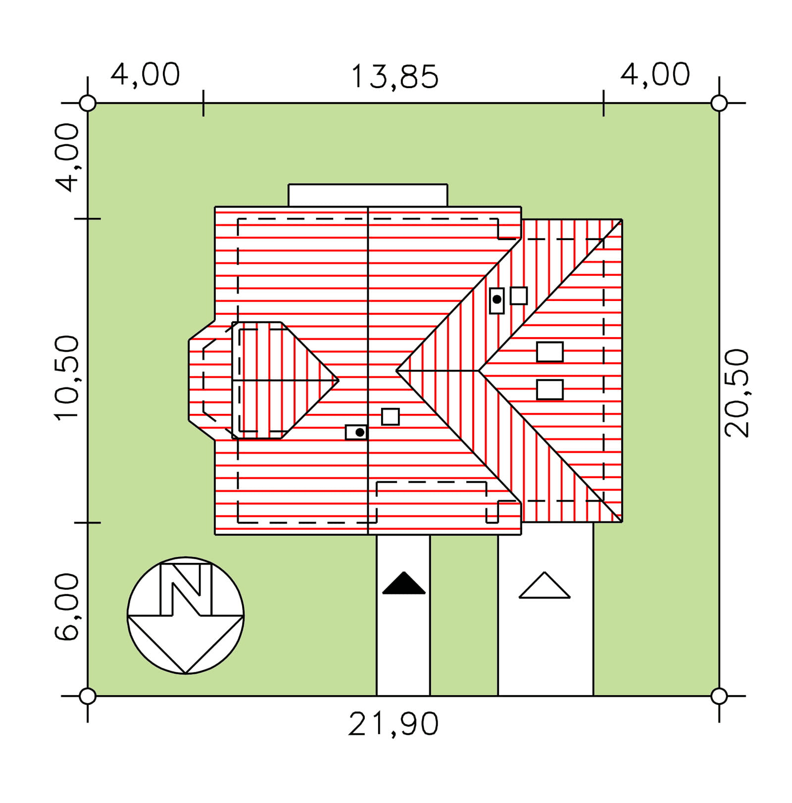 rzut usytuowania domu jednorodzinnego BW-10 wariant 4