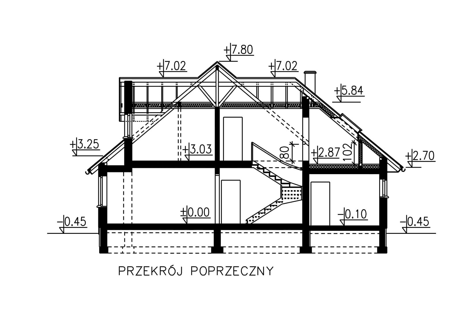 przekrój domu jednorodzinnego BW-10 wariant 4