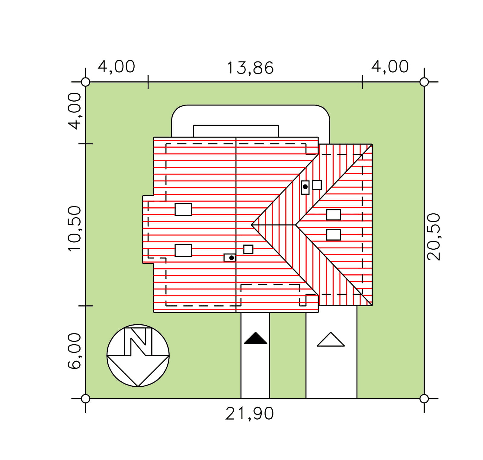 rzut usytuowania domu jednorodzinnego BW-10 wariant 6