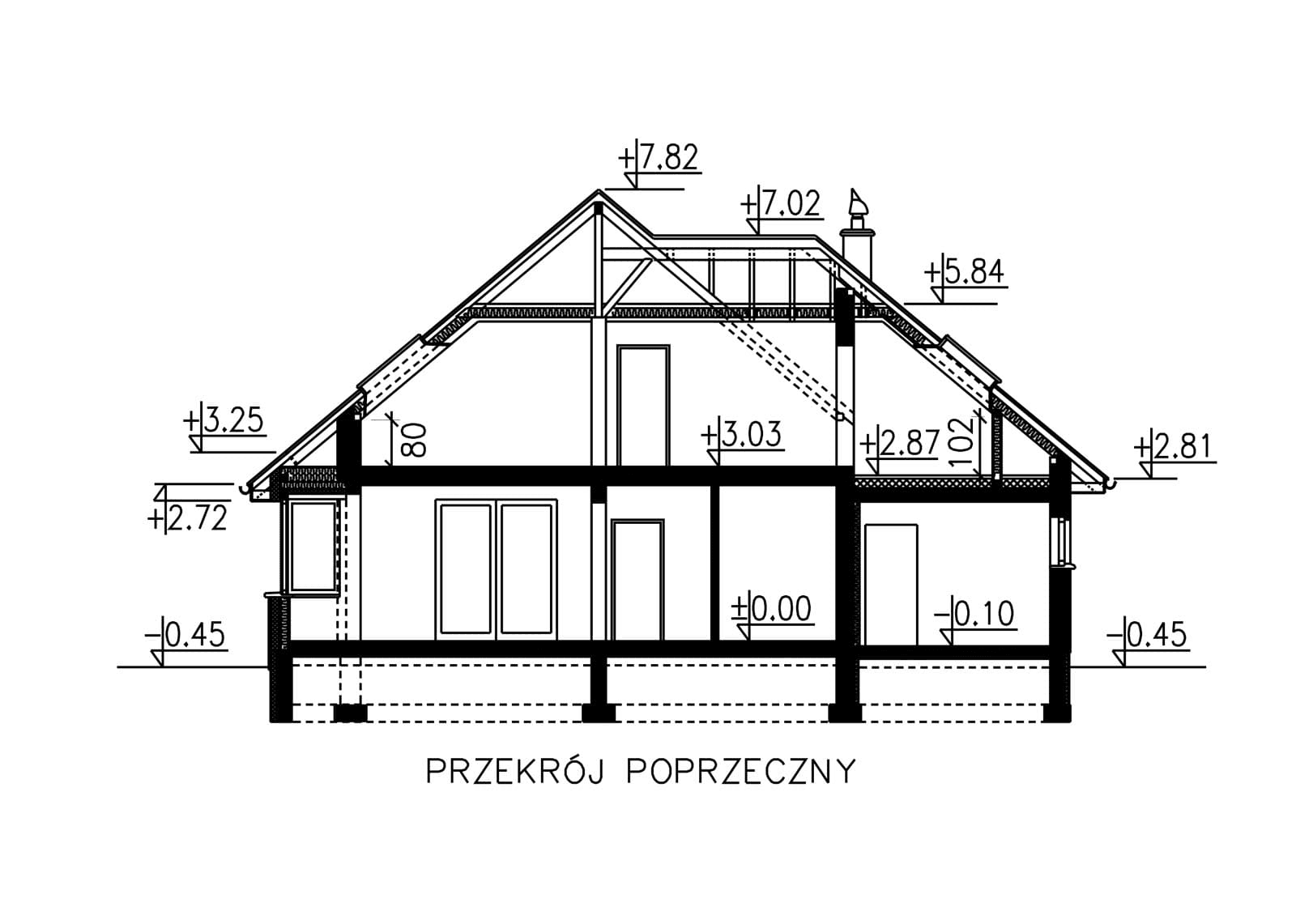 przekrój domu jednorodzinnego BW-10 wariant 6