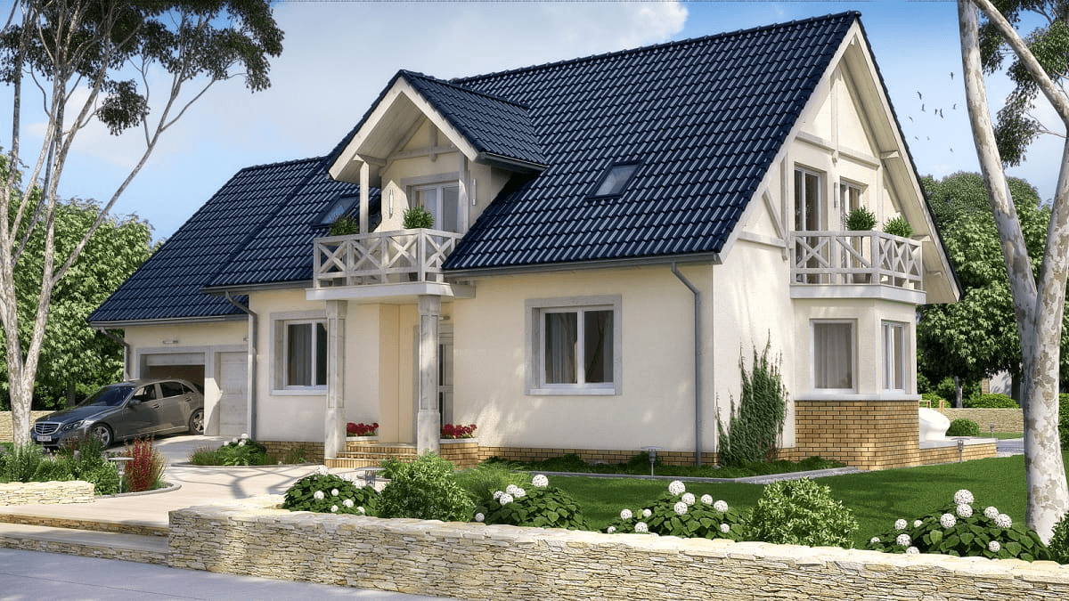Wizualizacja domu jednorodzinnego BW-12 garaż 2 stanowiskowy