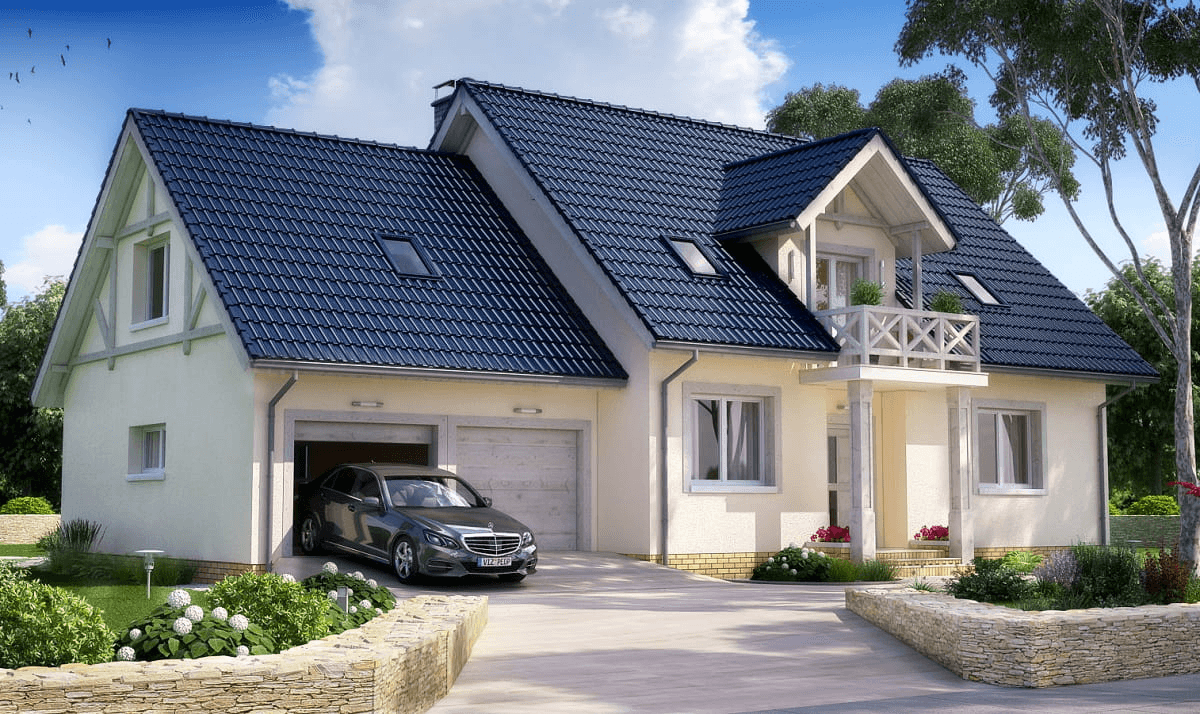 Wizualizacja domu jednorodzinnego BW-12 garaż 2 stanowiskowy