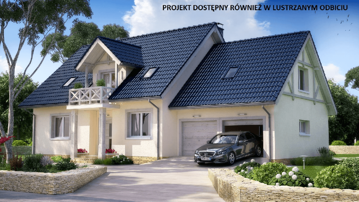 Wizualizacja domu jednorodzinnego BW-12 garaż 2 stanowiskowy