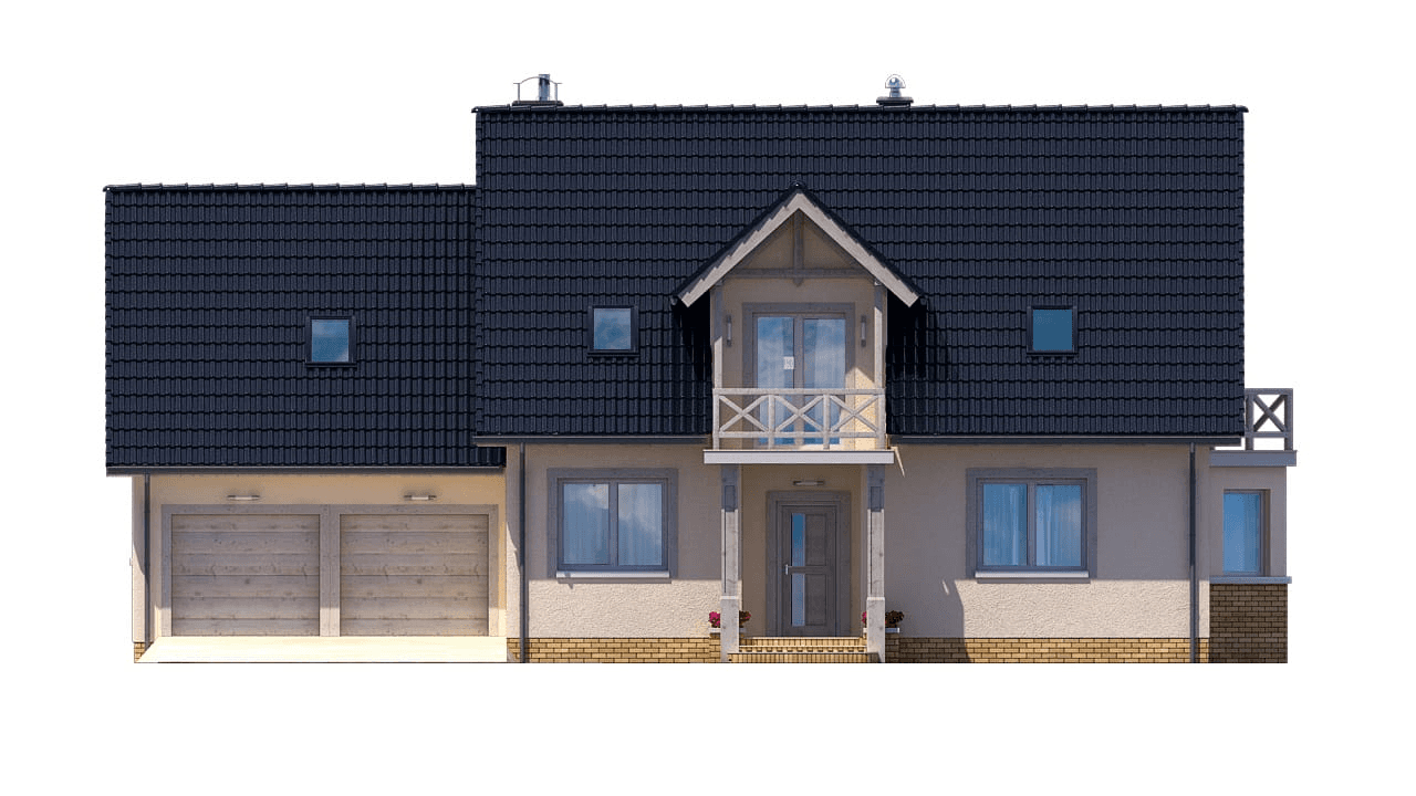 elewacja frontowa domu jednorodzinnego BW-12 garaż 2 stanowiskowy