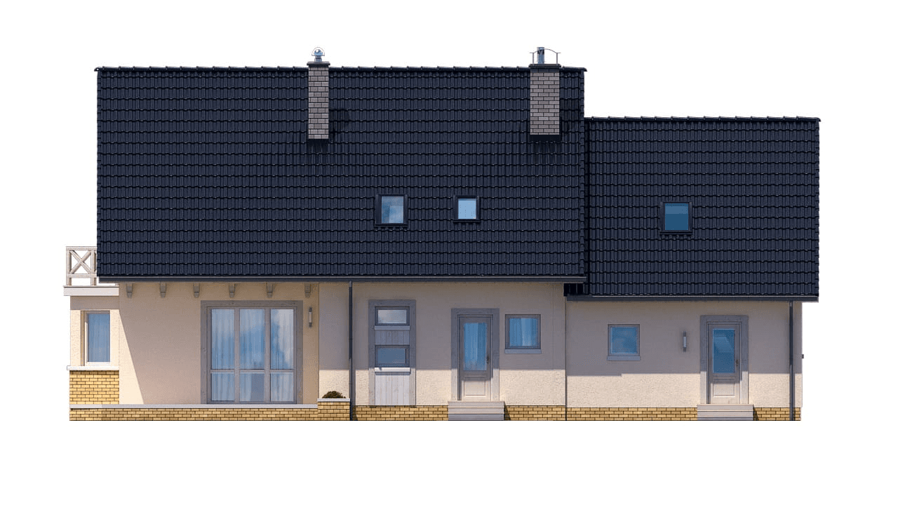 elewacja tylna domu jednorodzinnego BW-12 garaż 2 stanowiskowy