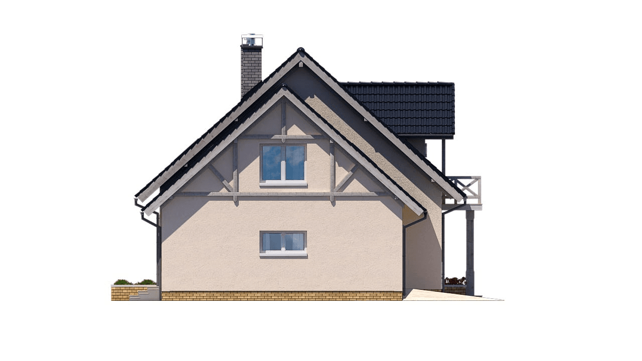 elewacja lewa domu jednorodzinnego BW-12 garaż 2 stanowiskowy