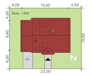 rzut usytuowania domu jednorodzinnego BW-20