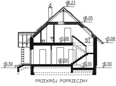 przekrój domu jednorodzinnego BW-20 wariant 1 energooszczędny