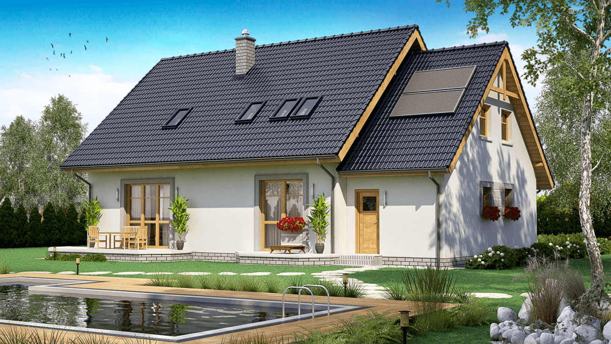 Wizualizacja domu jednorodzinnego 20 wariant 1 energooszczędny