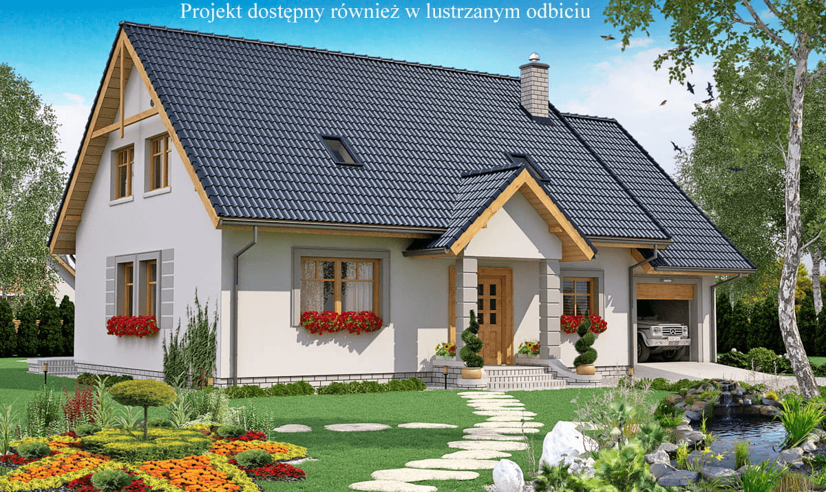 Wizualizacja domu jednorodzinnego 20 wariant 1 energooszczędny