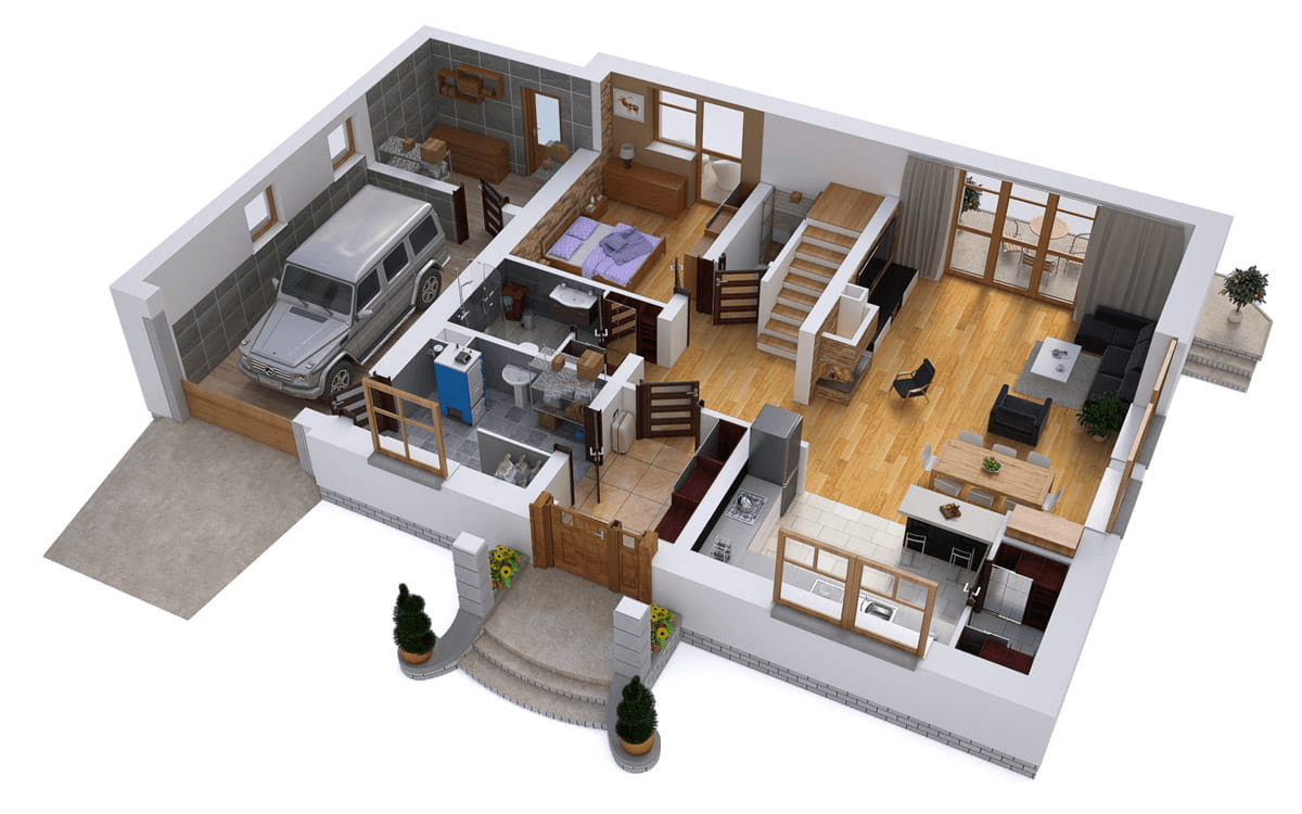 Wizualizacja domu jednorodzinnego 20 wariant 1 energooszczędny