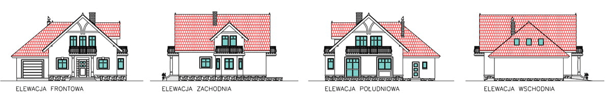 elewacje domu jednorodzinnego BBW-23 wariant garaż 1st