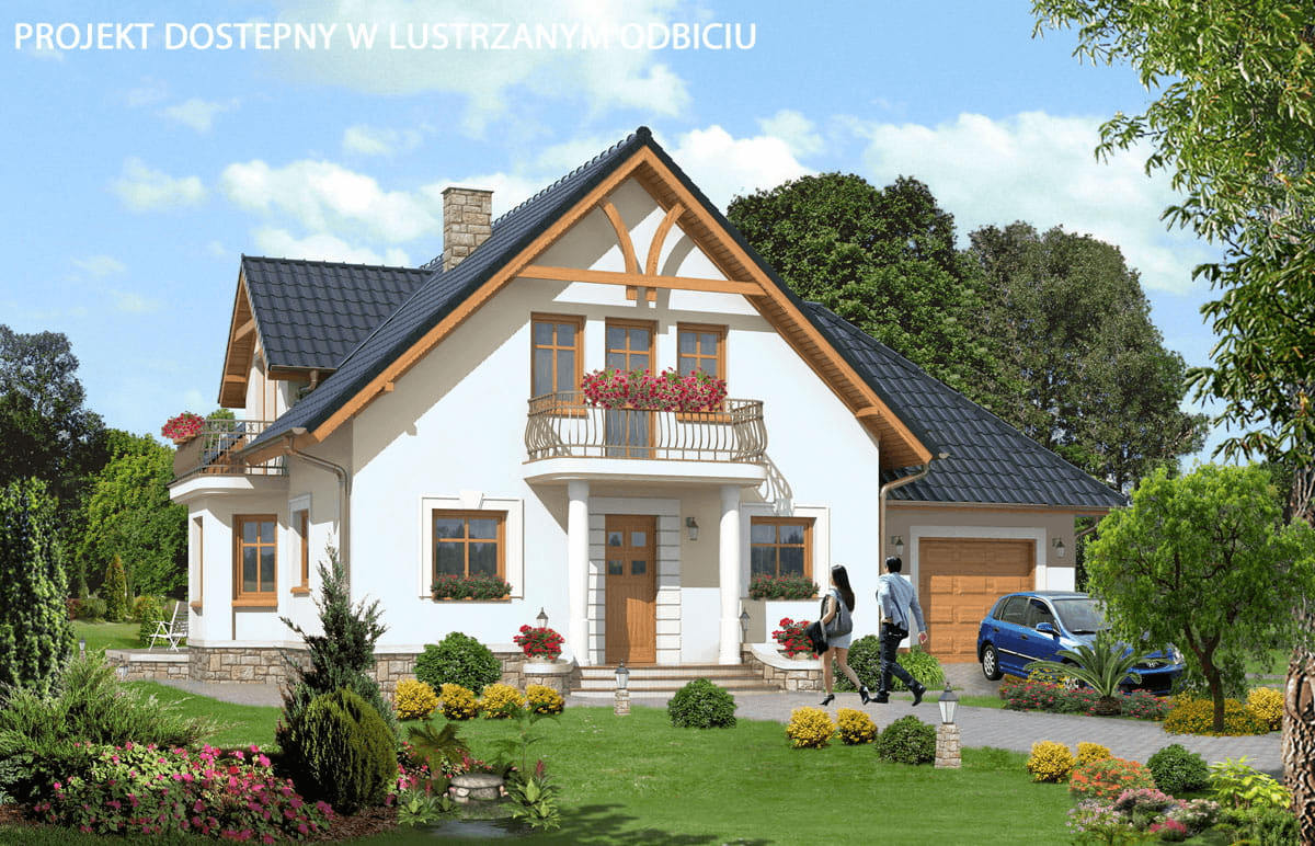 Wizualizacja domu jednorodzinnego BW-23 wariant garaż 1st