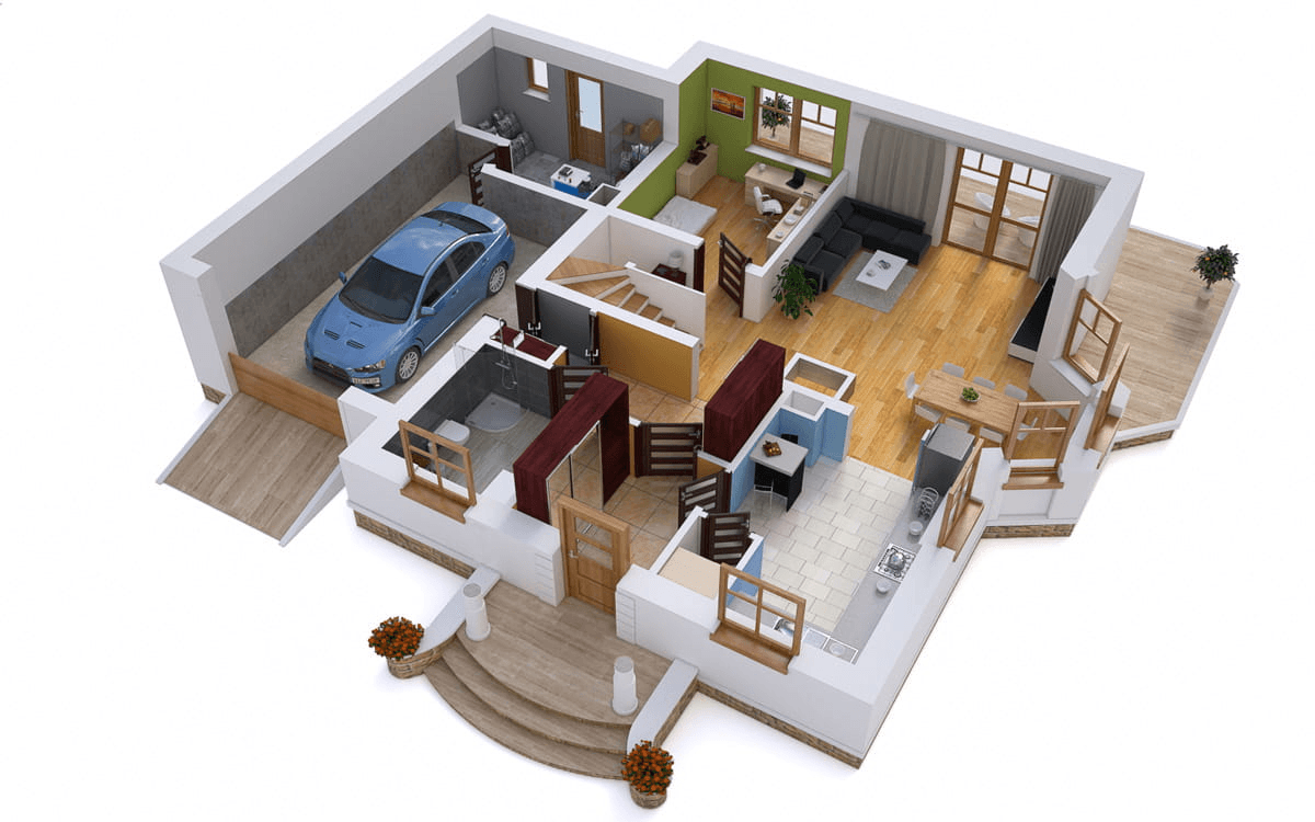 Wizualizacja domu jednorodzinnego BW-23 wariant garaż 1st