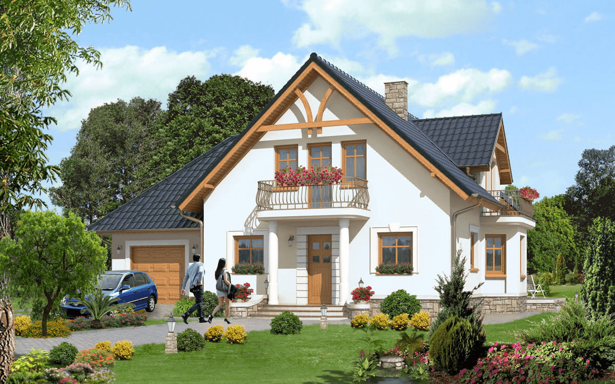 Wizualizacja domu jednorodzinnego BW-23 wariant garaż 1st