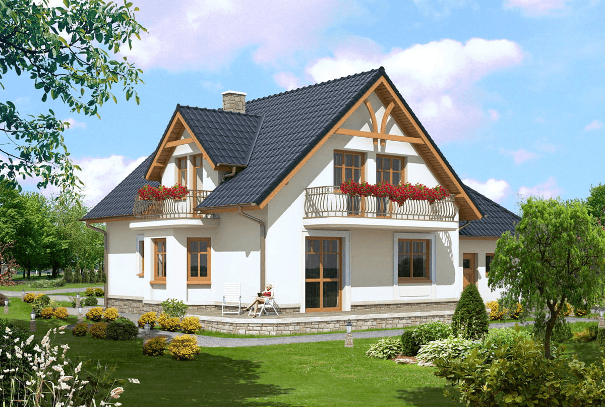 Wizualizacja domu jednorodzinnego BW-23 wariant garaż 1st