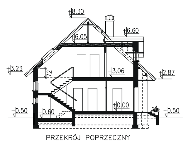 przekrój domu jednorodzinnego BW-24