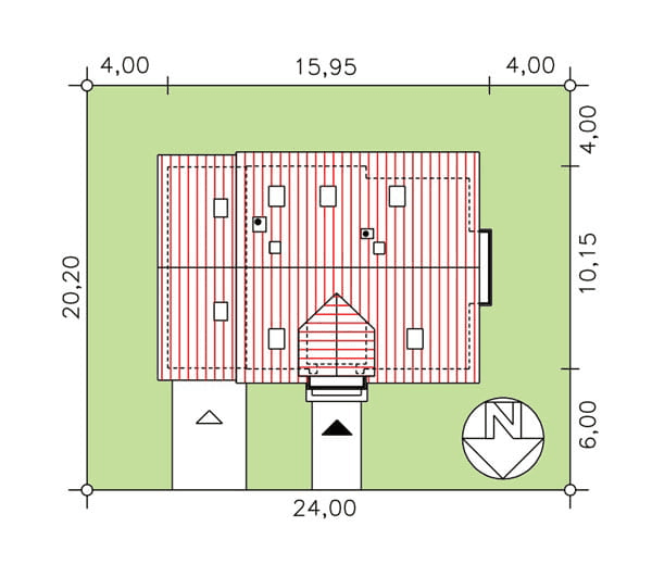 rzut usytuowania domu jednorodzinnego BW-27