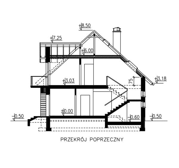 przekrój domu jednorodzinnego BW-27