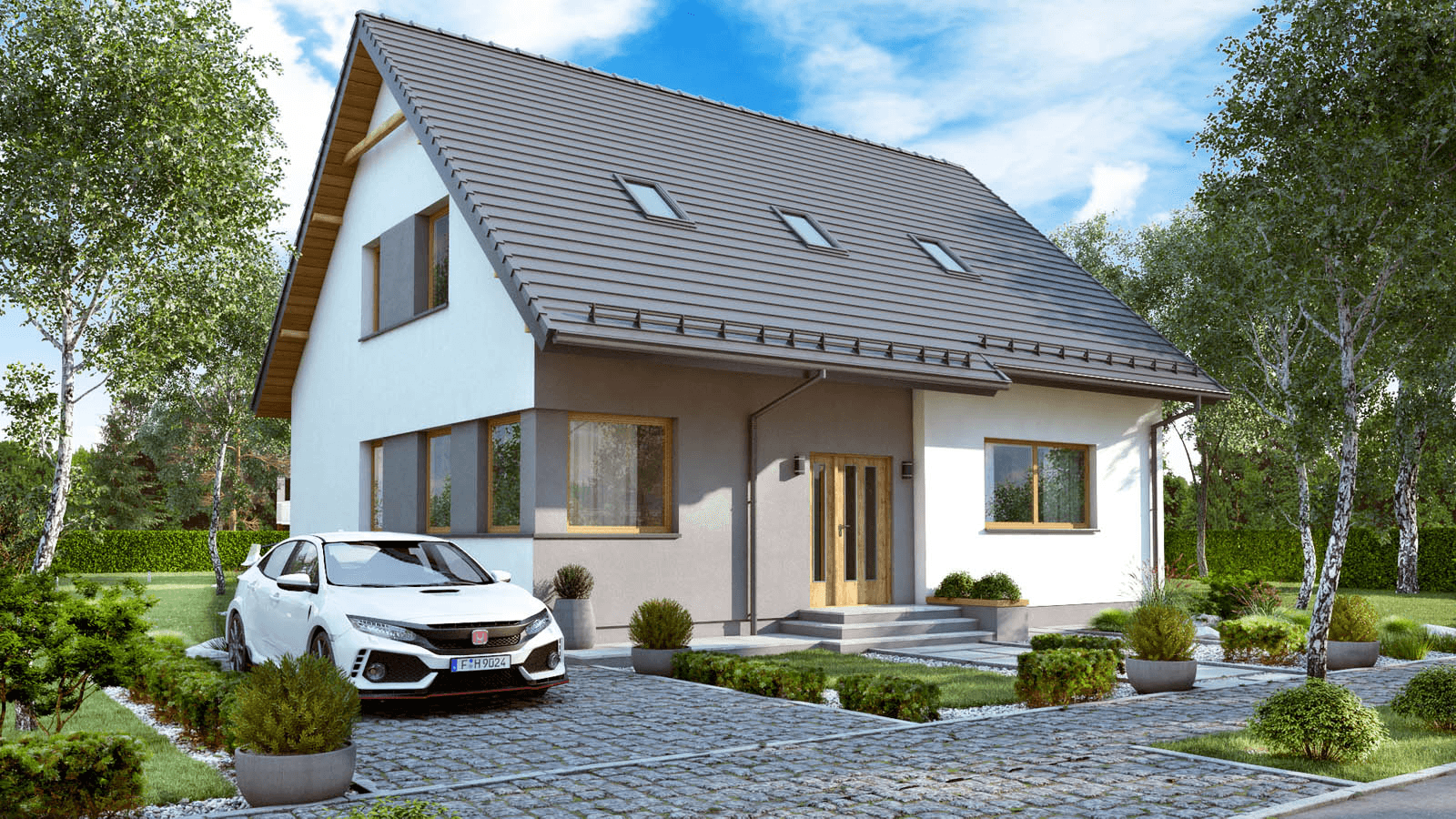 Wizualizacja domu jednorodzinnego BW-27 wariant 1