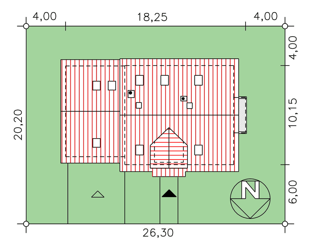 rzut usytuowania domu jednorodzinnego BW-27 wariant 2
