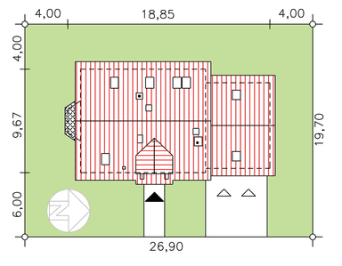 rzut usytuowania domu jednorodzinnego BW-27 wariant 3