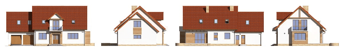 elewacje domu jednorodzinnego BW-27 z garażem 2 stanowiskowym