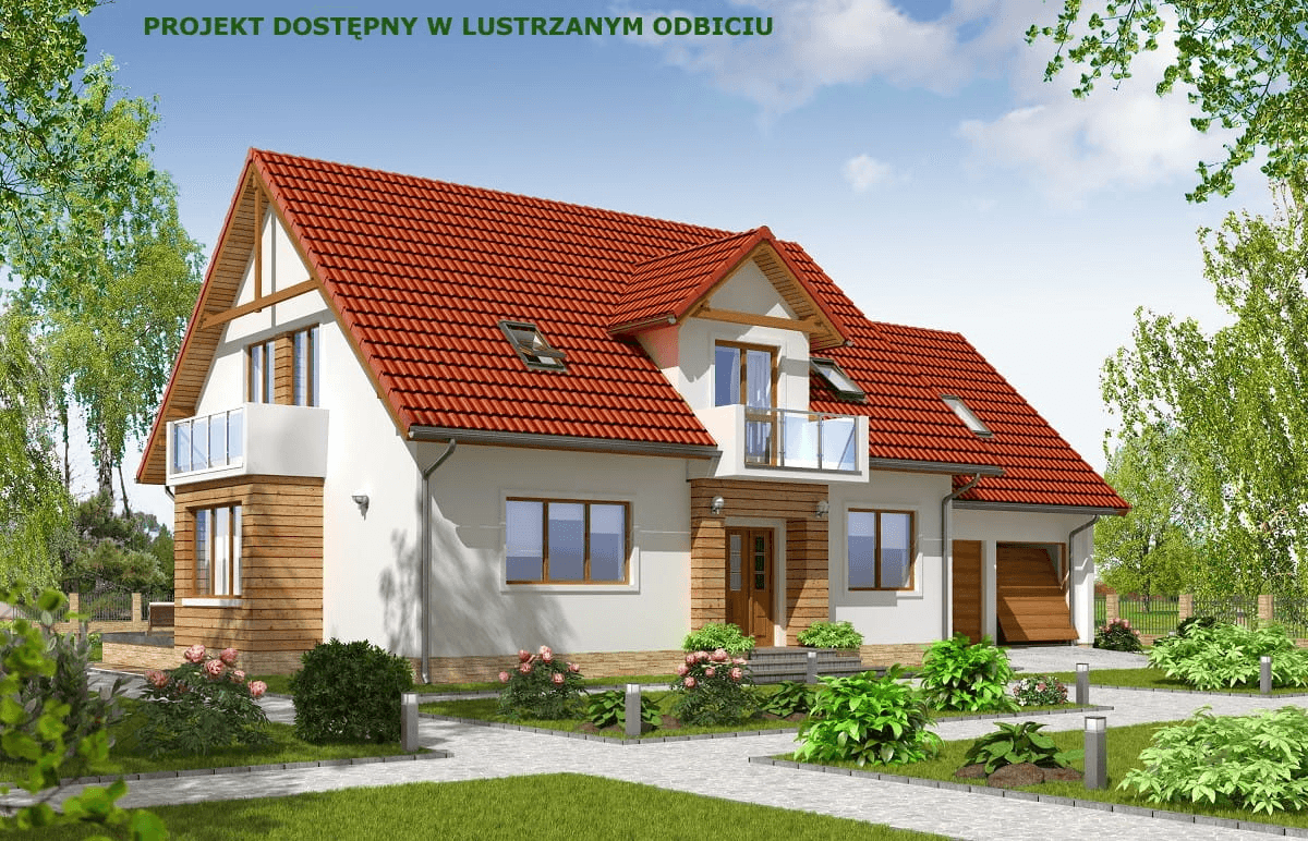 Wizualizacja domu jednorodzinnego BW-27 z garażem 2 stanowiskowym