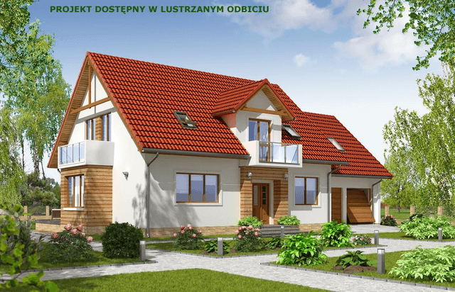 Wizualizacja domu jednorodzinnego BW-27 z garażem 2 stanowiskowym