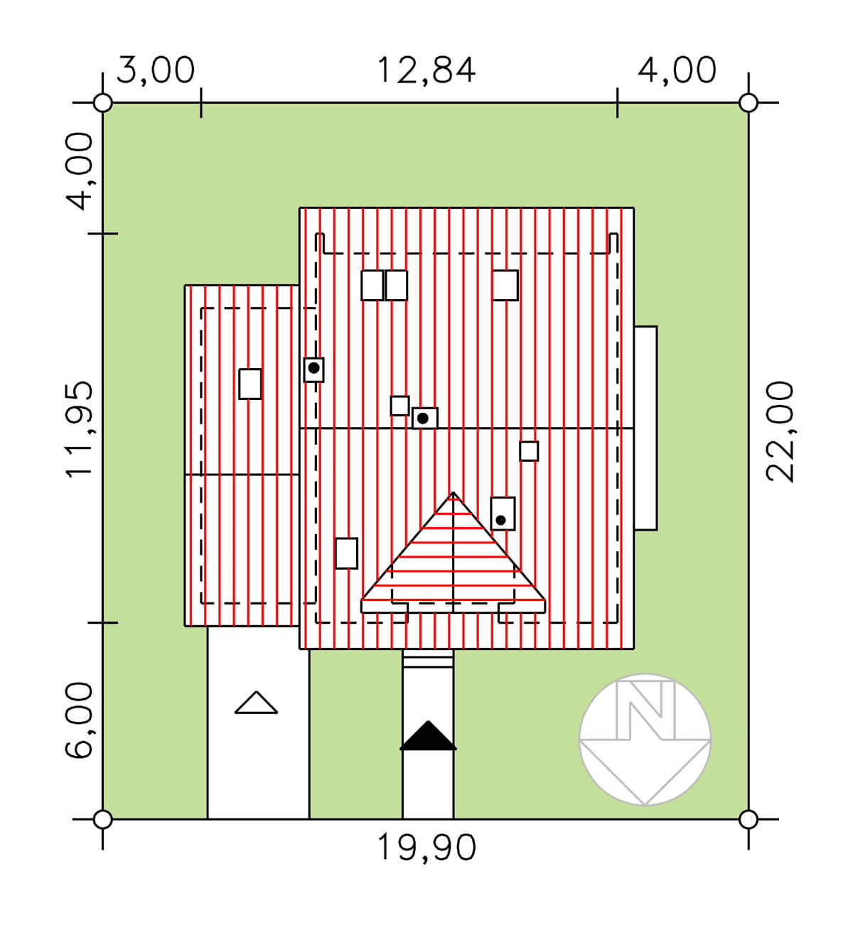 rzut usytuowania domu jednorodzinnego BW-32