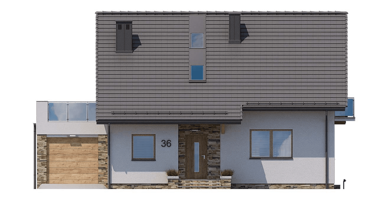 elewacja frontowa domu jednorodzinnego BW-36 wariant 1