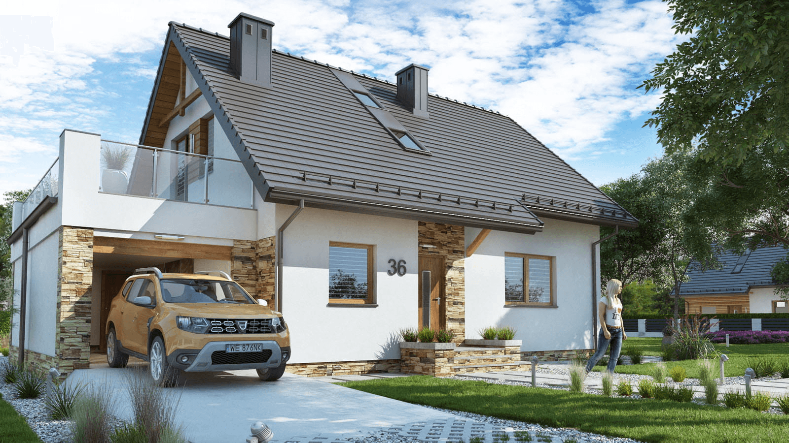 Wizualizacja domu jednorodzinnego BW-36 wariant 1