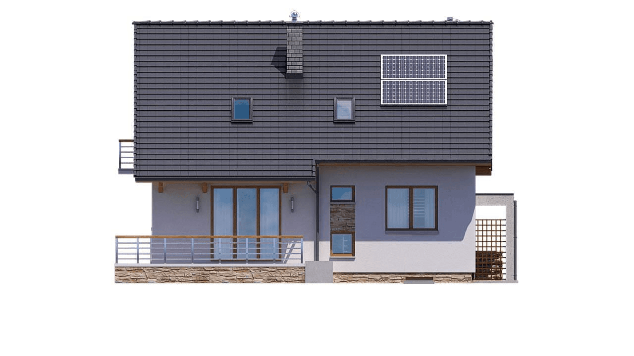 elewacja tylna domu jednorodzinnego BW-36 wariant 11 podpiwniczony