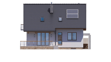 elewacja tylna domu jednorodzinnego BW-36 wariant 11 podpiwniczony