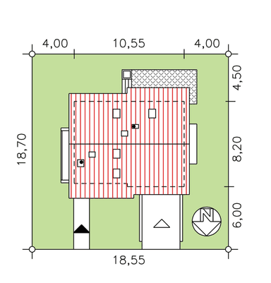 rzut usytuowania domu jednorodzinnego BW-36 wariant 11 podpiwniczony
