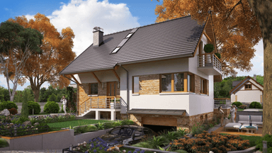 Wizualizacja domu jednorodzinnego BW-36 wariant 11 podpiwniczony