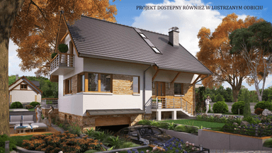 Wizualizacja domu jednorodzinnego BW-36 wariant 11 podpiwniczony