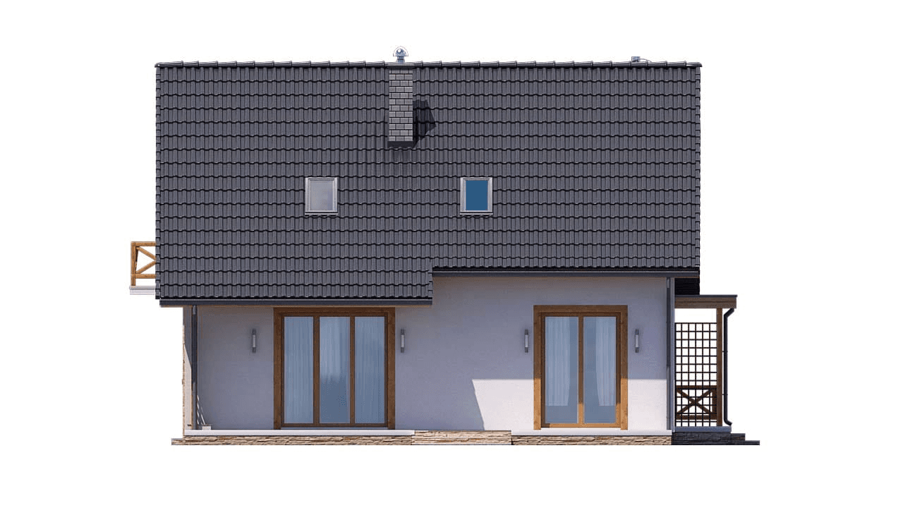 Elewacja tylna domu jednorodzinnego BW-49 wariant 11