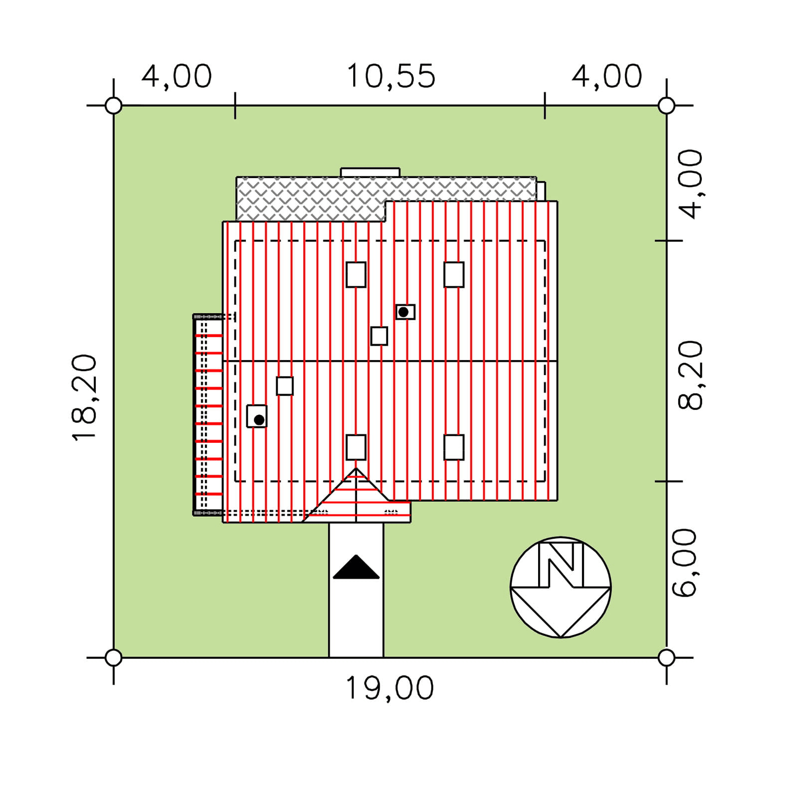 Rzut usytuowania domu jednorodzinnego BW-49 wariant 11 na działce