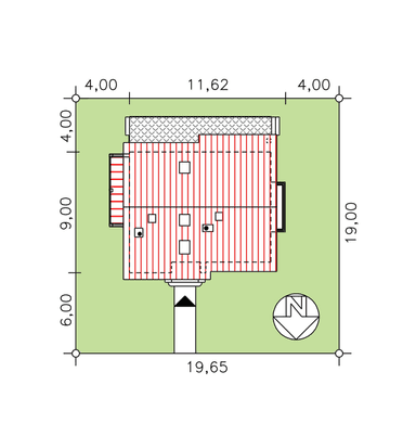 rzut usytuowania domu jednorodzinnego BW-36 wariant 16 bez garażu