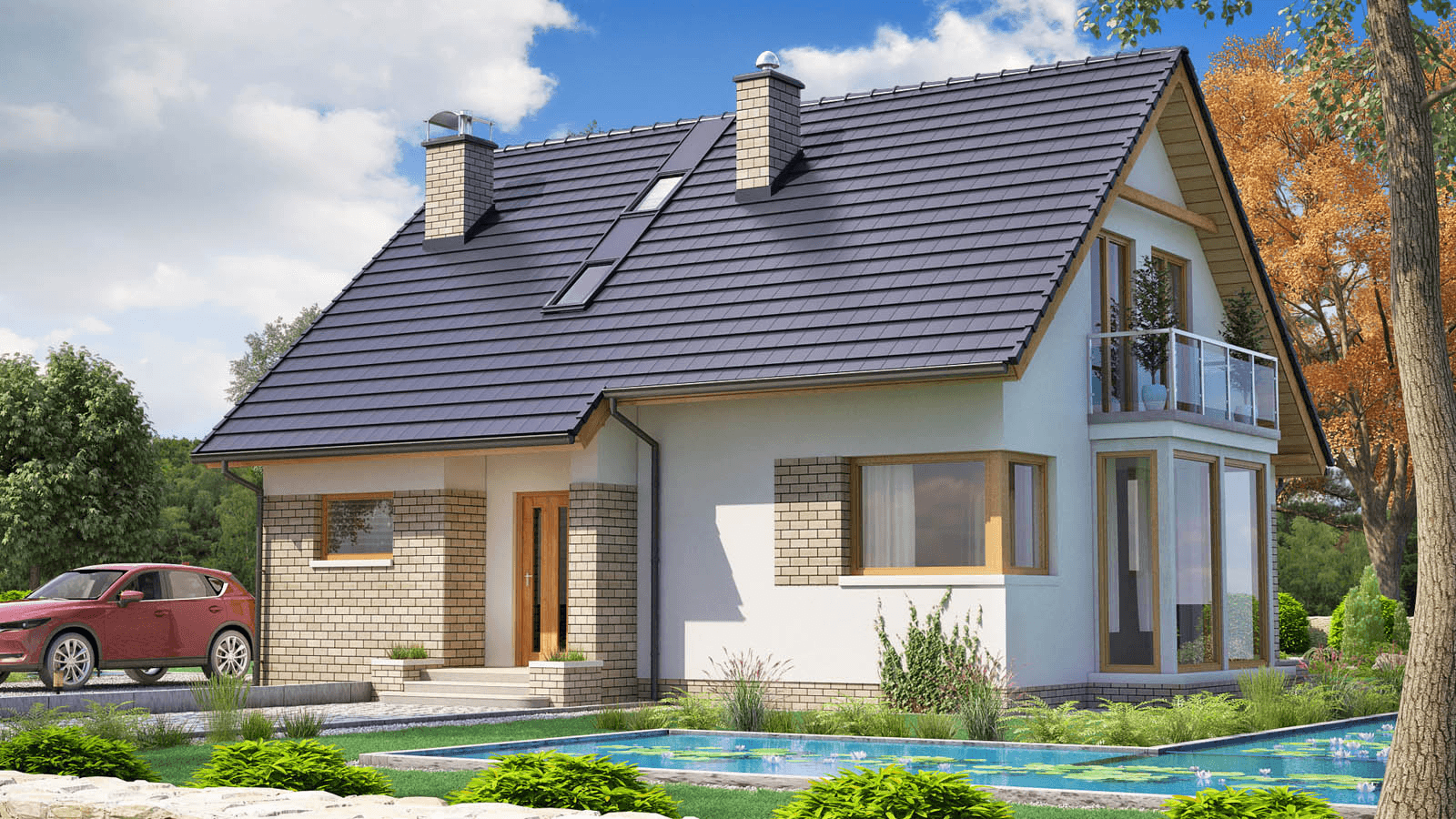 Wizualizacja domu jednorodzinnego BW-36 wariant 16 bez garażu