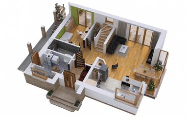 Wizualizacja domu jednorodzinnego BW-36 wariant 16 bez garażu