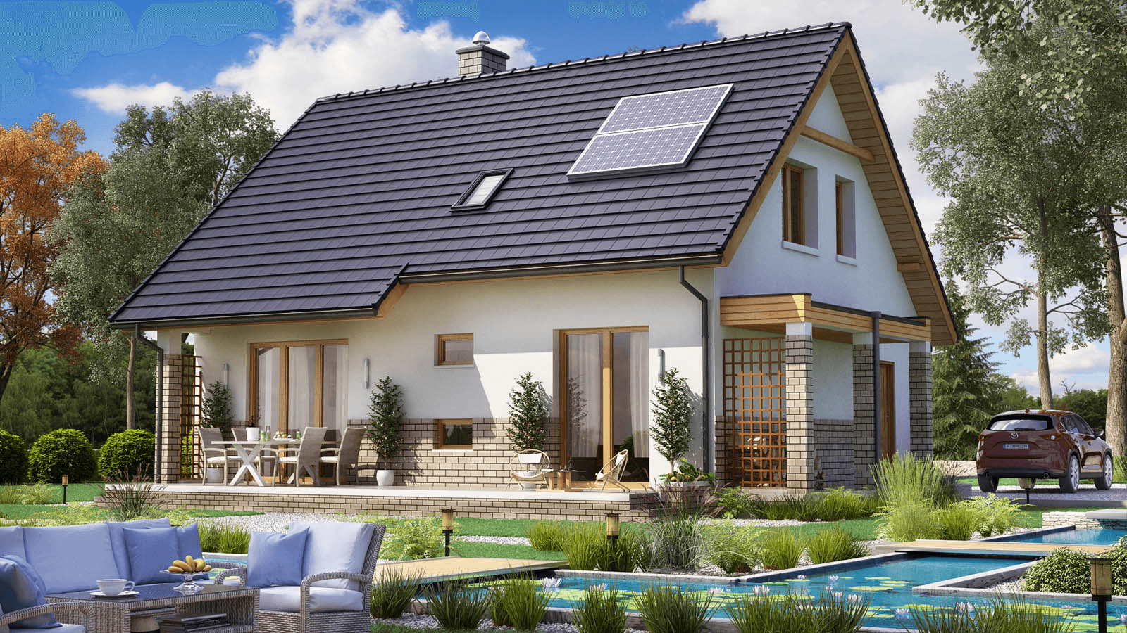 Wizualizacja domu jednorodzinnego BW-36 wariant 16 bez garażu