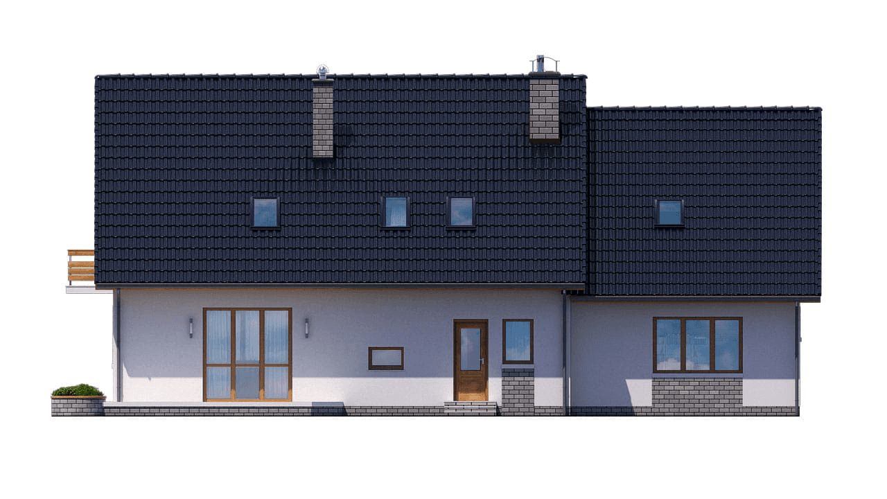 elewacja tylna domu jednorodzinnego BW-37 wariant2 z lokalem