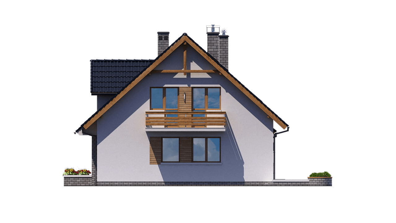 elewacja prawa domu jednorodzinnego BW-37 wariant2 z lokalem