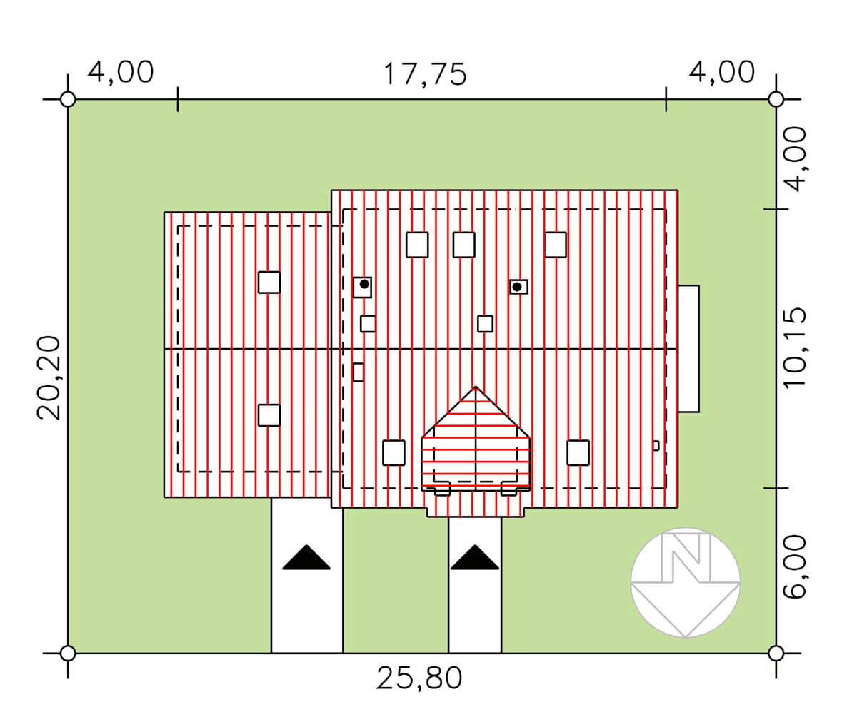 rzut usytuowania domu jednorodzinnego BW-37 wariant2 z lokalem
