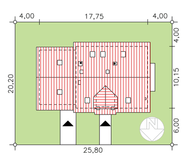 rzut usytuowania domu jednorodzinnego BW-37 wariant2 z lokalem