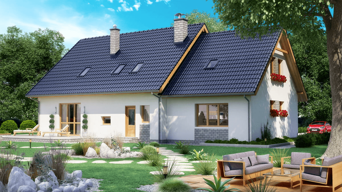 Wizualizacja domu jednorodzinnego BW-37 wariant2 z lokalem